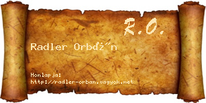 Radler Orbán névjegykártya